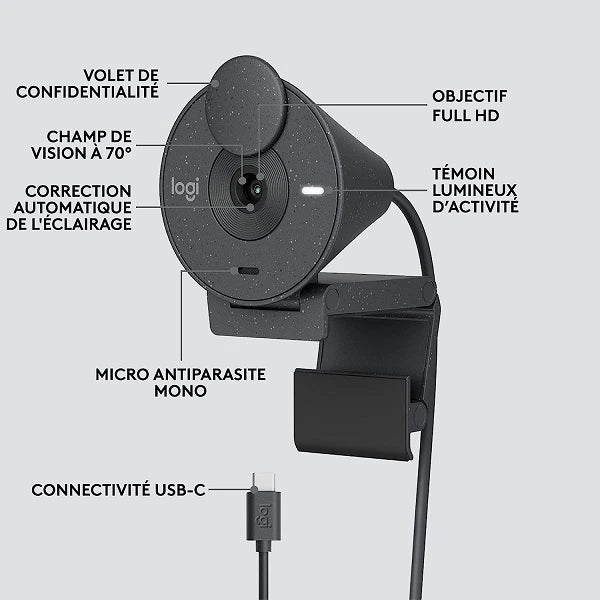 Logitech Brio 300, 1080P Full HD Webcam – Black Price in Dubai