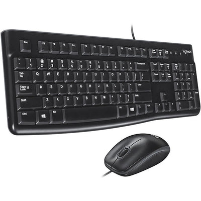 مجموعة لوحة المفاتيح والماوس السلكية MK120 من Logitech المستعملة - باللون الأسود