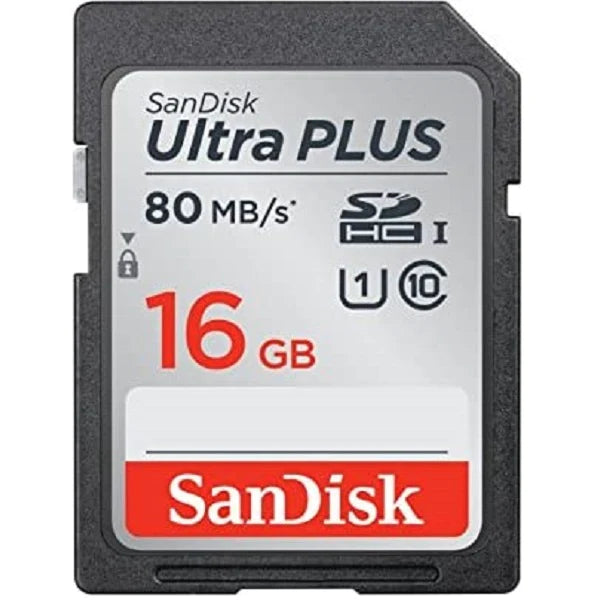 SanDisk Ultra Plus SDHC-I 16GB Memory Card - Speed up To 80 MB/s