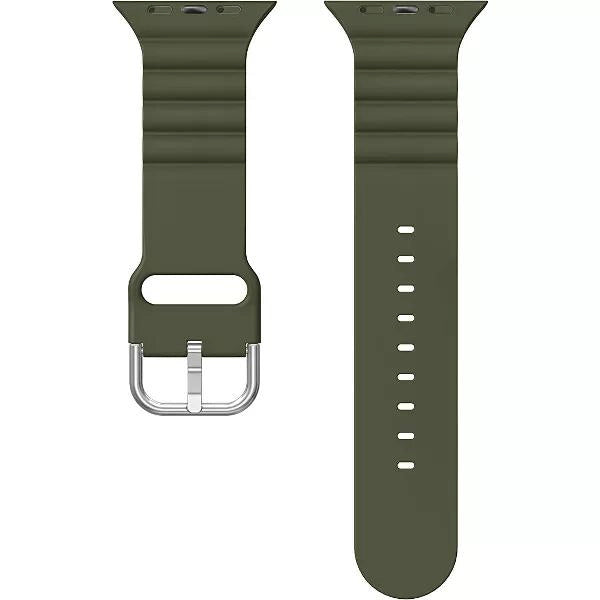 Worryfree Silicone Wavy Bands for Apple Watch 42/44/45mm – Army Green