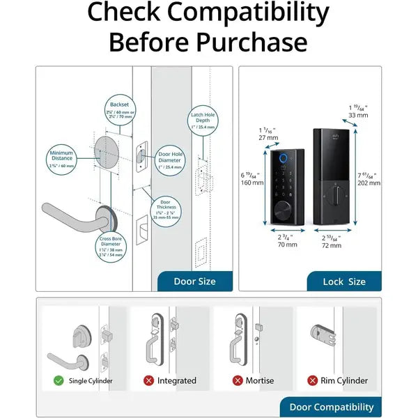 eufy security S230 Smart Lock Touch & Wi-Fi, Fingerprint Scanner, Keyless Entry Door Lock