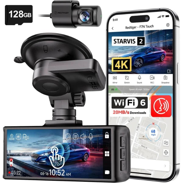REDTIGER F7N Touch Smart Dash Cam with GPS, Wi-Fi & Night Vision