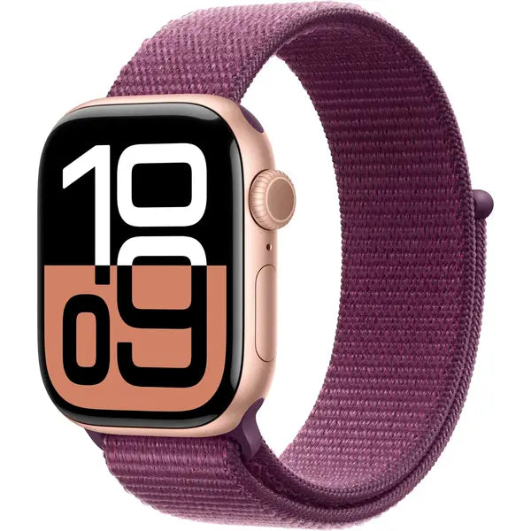 Apple Series 10 42MM (GPS) Smart Watch Aluminum Case with Plum Sport Loop – Rose Gold