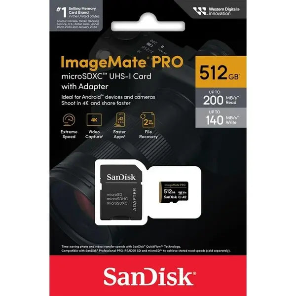 SanDisk Micro SD ImageMate Pro Memory Card with Adapter 200MB/S