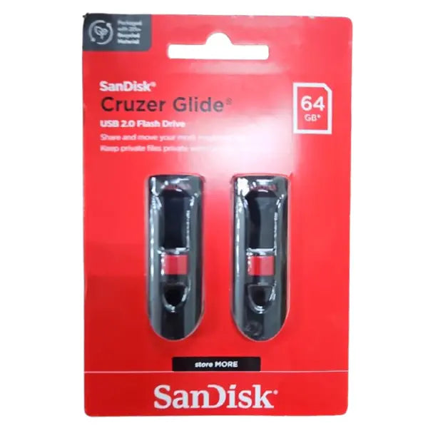 SanDisk Cruzer Glide USB Flash Drive 64GB (2-Pack)
