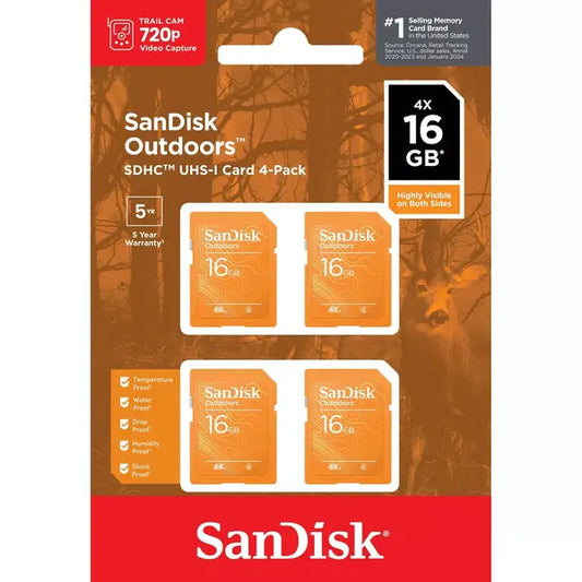 SanDisk Outdoors SD UHS-I Memory Card 16GB (4 Pack)