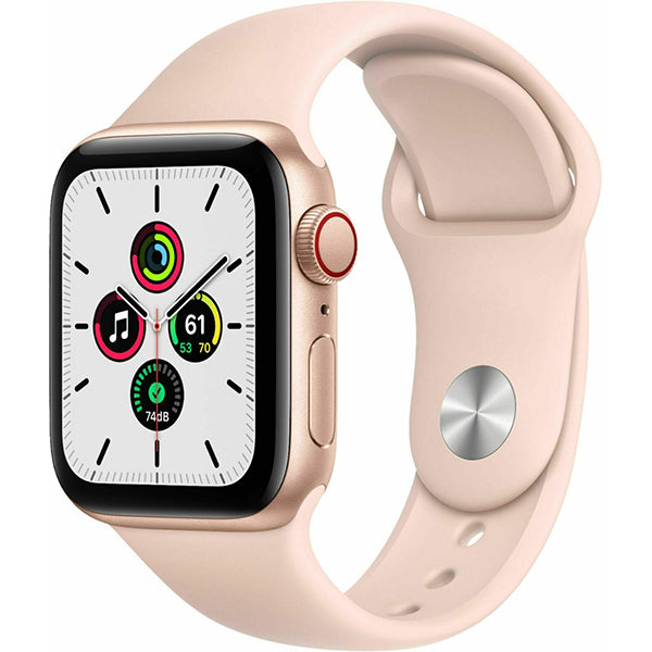 Apple Watch SE (GPS + Cellular) 40mm Smart Watch Silver Aluminum Case with Sport Band - Gold
