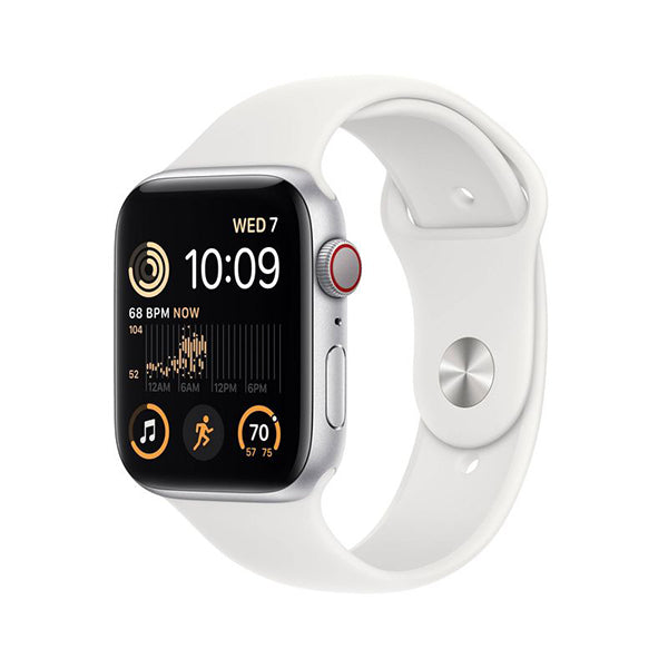Apple Watch SE 2nd Gen (GPS + Cellular) 44mm-ML Smart Watch Aluminum Case with Sport Band - White