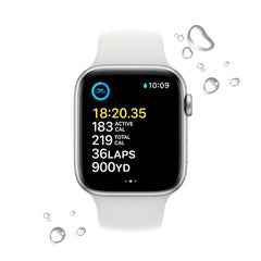Apple Watch SE (GPS) 44mm-M/L Smart Watch Aluminum Case with Sport Band - White