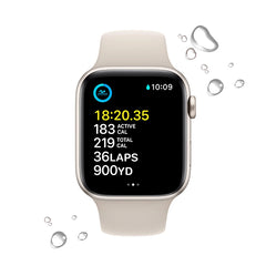Apple Watch SE (GPS) 40mm S/M Smart Watch Aluminum Case with White Sport Band - Starlight Price in Dubai
