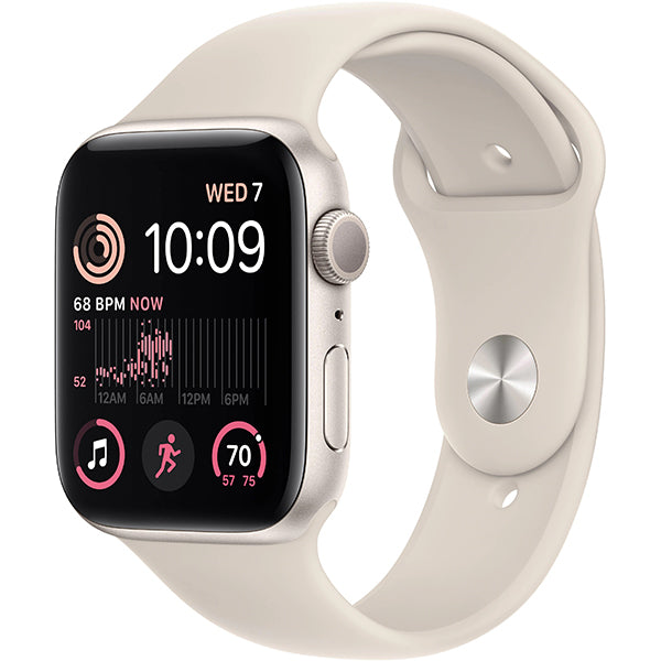 Apple Watch SE (GPS) 44mm-M/L Smart Watch Aluminum Case with Sport Band - Starlight