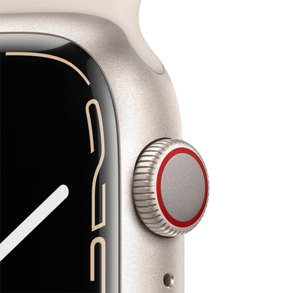 Apple Watch Series 7 (GPS + Cellular) 45mm Smart Watch Aluminum Case With Sport Band -Starlight