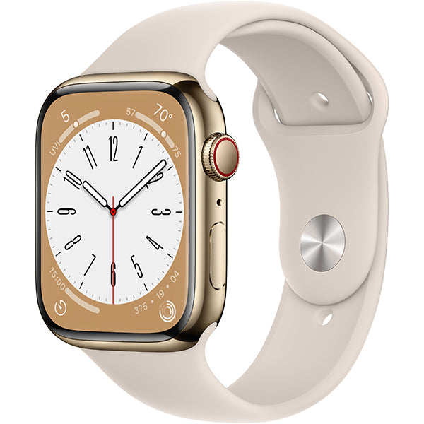 Apple Watch Series 8 (GPS) 41MM/SM Gold Stainless Steel Case with Starlight Sport Band - Starlight Price in Dubai