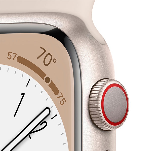Apple Watch Series 8 (GPS + Cellular) 45mm/SM Smart Watch Aluminum Case with Sport Band - Starlight