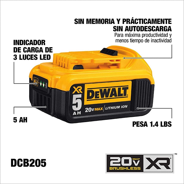 DEWALT 20V MAX XR 5.0Ah Lithium Ion Battery DCB205 AM Tradez