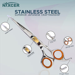 Nixcer Razor Edge Stainless Steel Barber Hair Cutting Scissor 6.5" Silver / Gold Price in Dubai