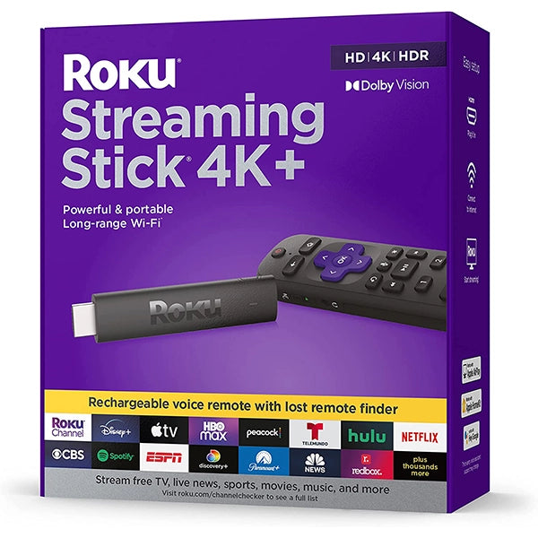 Roku Streaming Stick 4K+ Streaming Device 4K/HDR/Dolby Vision with Roku Voice Remote Pro