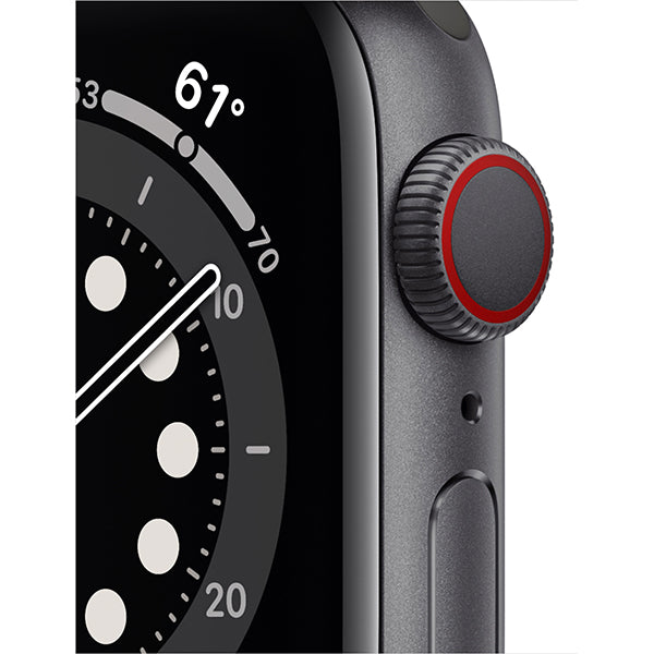 Apple Watch Series 6 (GPS + Cellular) 40mm Smart Watch Aluminum Case with Sport Band - Black